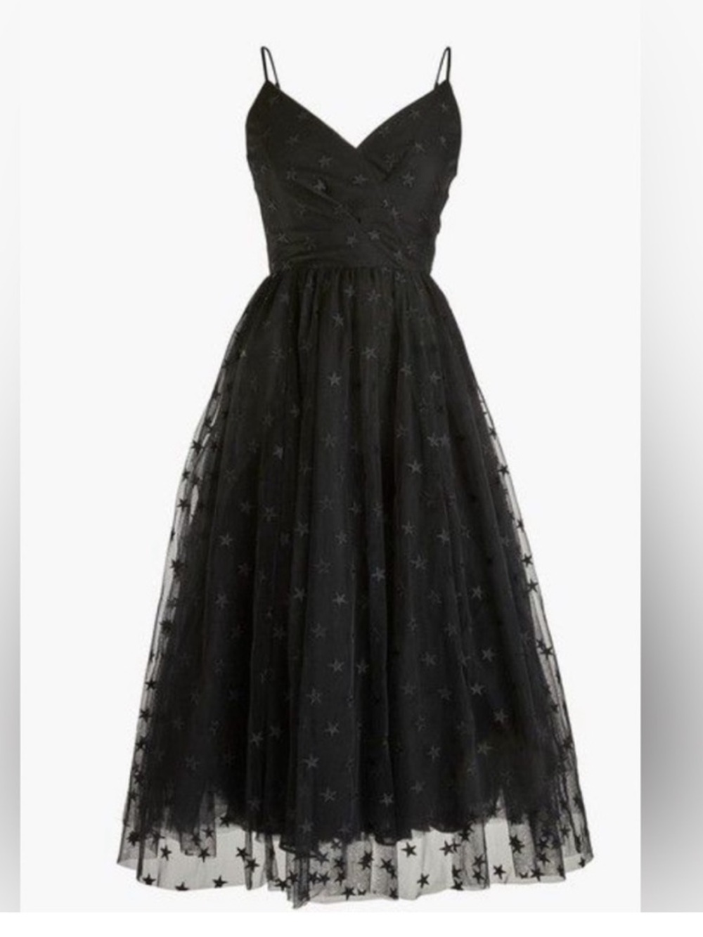 J. Crew Black Embroidered Star Tulle Dress Size 6 Party Prom Feminine NEW - Picture 3 of 11